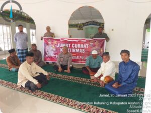 Polsek Bandar Pulau Kembali Gelar Jumat Curhat di Mesjid Taqwa Desa Perkebunan Gunung Melayu