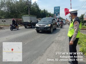 Satlantas Polres Asahan Gelar Giat Pengaturan Lalin Jalinsum