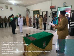 Kapolsek Sei Kepayang Hadir Giat Pelantikan Kepala Desa PAW Terpilih Antar Waktu