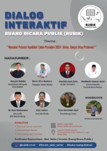 Ruang Bicara Publik Mengadakan Dialog Interaktif Menakar Potensi Kandidat Calon Presiden 2024 : Anies, Ganjar Atau Prabowo?