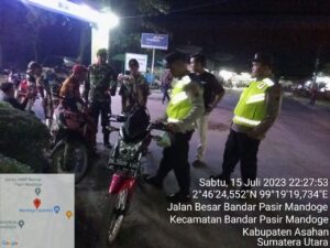 Antisipasi Balap Liar Personel Polsek Bandar Pasir Mandoge Tingkatkan Patroli Malam Minggu