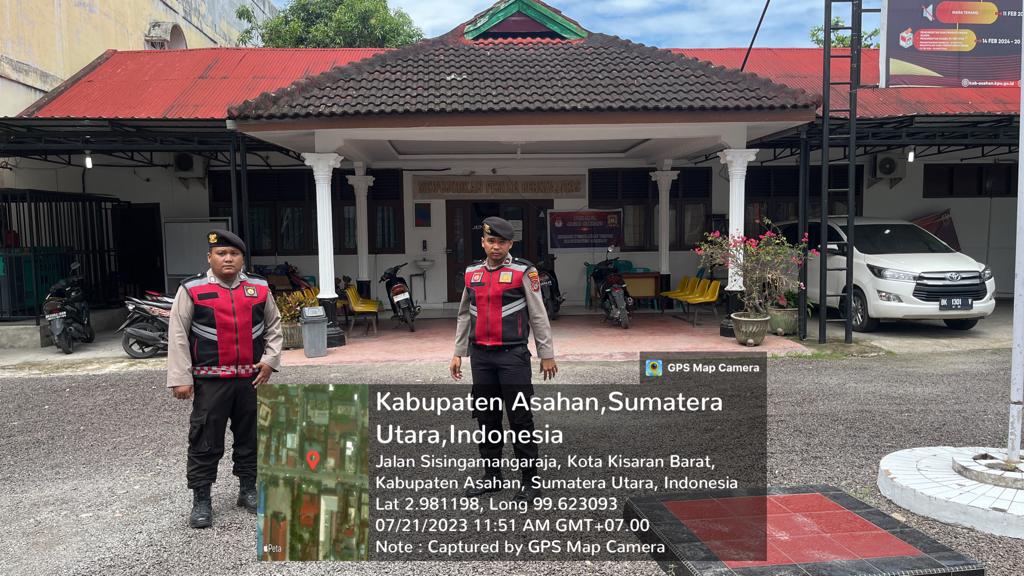 Personil Samapta Polres Asahan Laksanakan Patroli di Kantor Panwaslu dan Kantor KPU Asahan