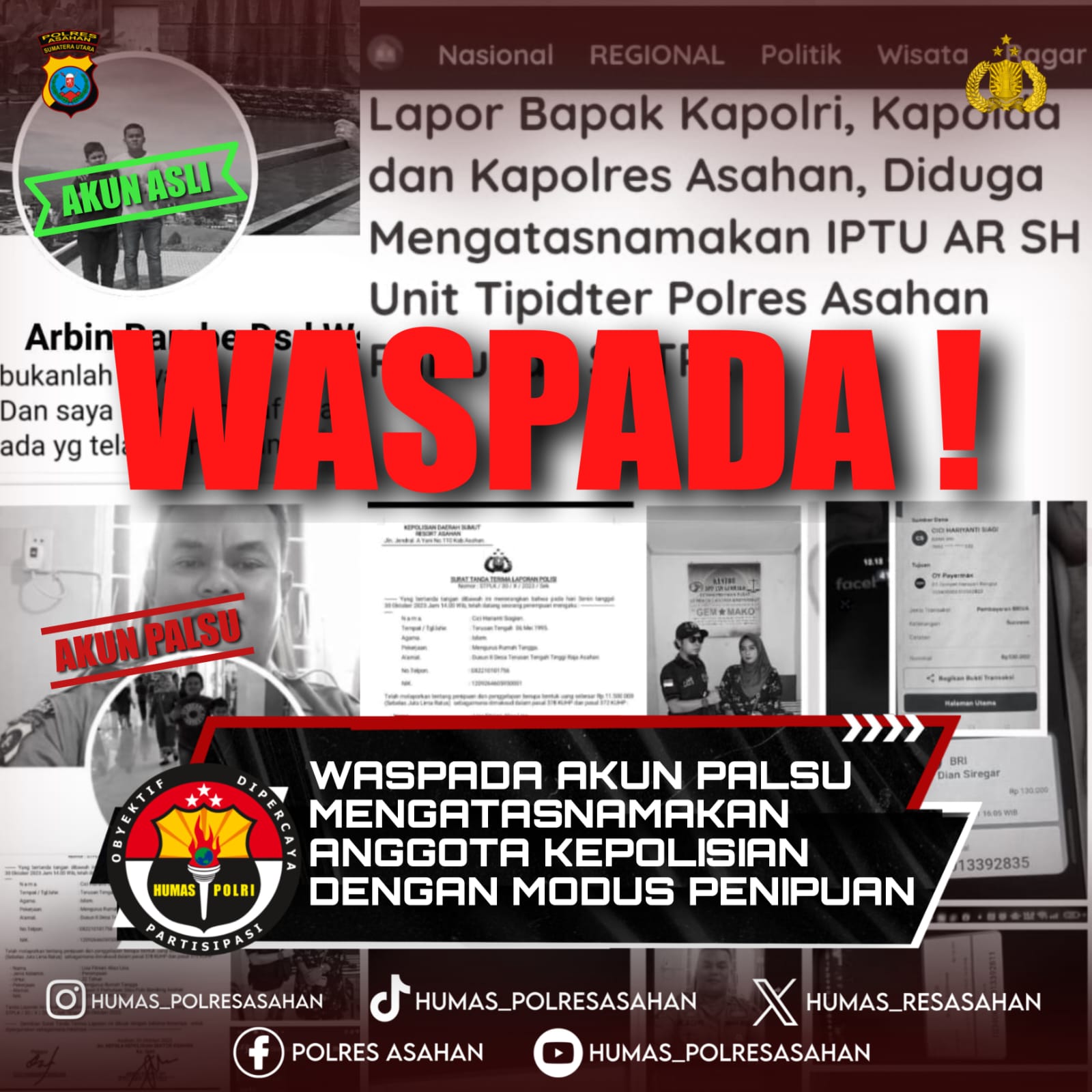 Akun di Hacker Personil Polres Asahan Difitnah Lakukan Pemerasan