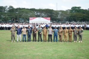 Kapolres Asahan Bersama Bupati Asahan Kukuhkan Satlinmas Kabupaten Asahan