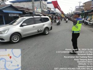 Sat Lantas Polres Tanjung Balai Melaksanakan Patroli Sore Dalam Rangka Kegiatan Rutin Yang Ditingkatkan (KRYD)
