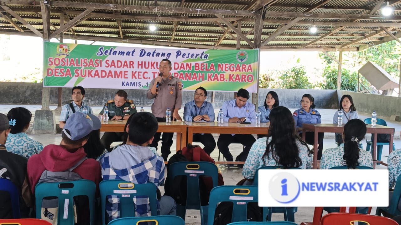 Polsek Tigapanah Gelar Sosialisasi Sadar Hukum dan Bela Negara di Desa Sukadame