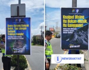 Satlantas Polres Tanah Karo, Sebar Baner Himbauan Sosialisasi Ops Patuh Toba 2025