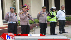 Polres Tanah Karo menerjunkan sebanyak 111 personel untuk mengamankan event tahunan Pesta Bunga dan Buah Kabupaten Karo 2025