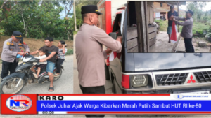 Polsek Juhar Ajak Warga Kibarkan Merah Putih Sambut HUT RI ke-80