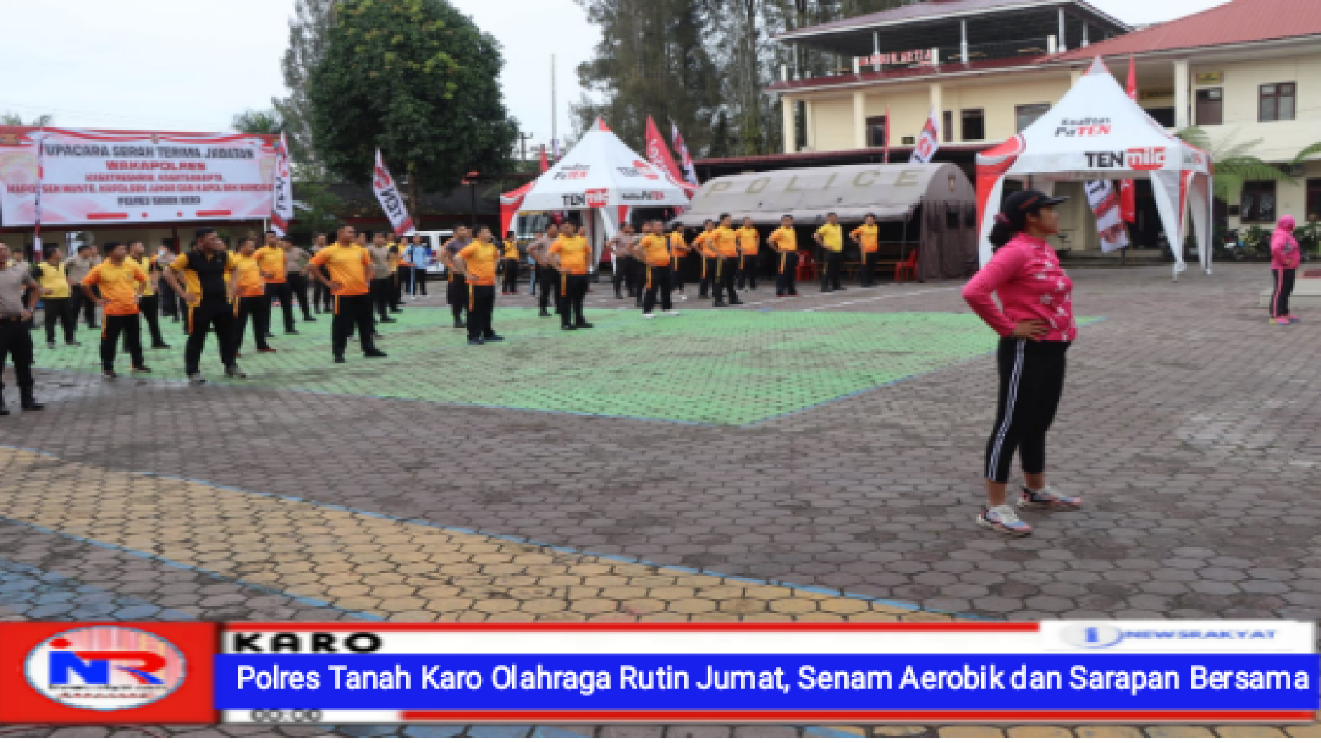 Polres Tanah Karo Olahraga Rutin Jumat, Senam Aerobik dan Sarapan Bersama