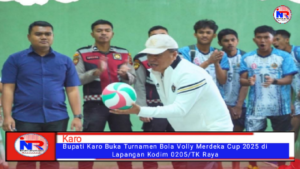 Bupati Karo Buka Turnamen Bola Volly Merdeka Cup 2025 di Lapangan Kodim 0205/TK Raya
