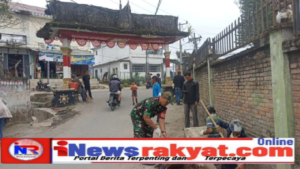 Gotong Royong Anggota Koramil 03/Berastagi Bersama Warga Gundaling I