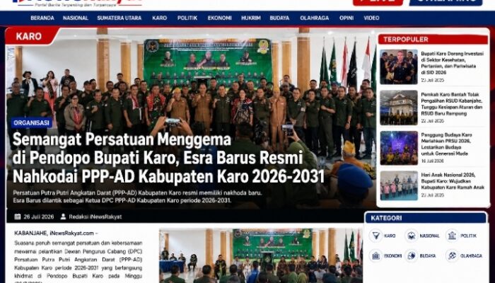 Semangat Persatuan Menggema di Pendopo Bupati Karo, Esra Barus Resmi Nahkodai PPP-AD Kabupaten Karo 2026-2031