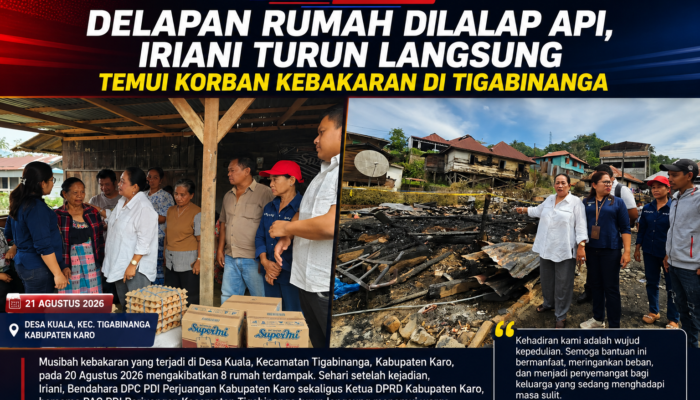 Delapan Rumah Dilalap Api, Iriani Turun Langsung Temui Korban Kebakaran di Tigabinanga