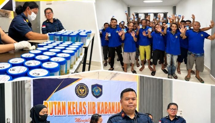 “Rutan Kabanjahe dan BNN Kabupaten Karo Gelar Test Urine Pegawai dan Warga Binaan”