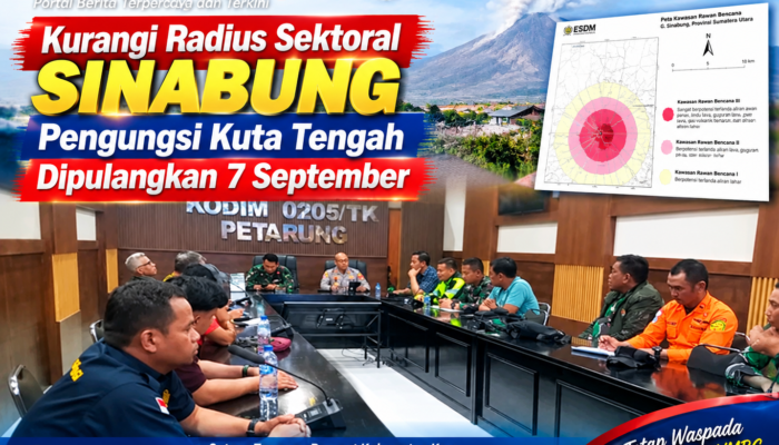 PVMBG Kurangi Radius Sektoral Sinabung, Pengungsi Kuta Tengah Dipulangkan 7 September
