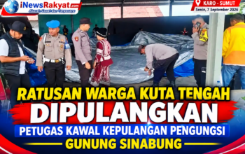 Ratusan Warga Kuta Tengah Dipulangkan, Petugas Kawal Kepulangan Pengungsi Gunung Sinabung