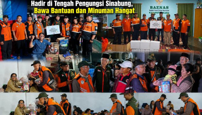 BAZNAS Karo Gandeng BAZNAS Sumut Hadir di Tengah Pengungsi Sinabung, Bawa Bantuan dan Minuman Hangat