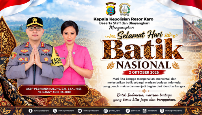 Kapolres Karo dan Bhayangkari Ucapkan Selamat Hari Batik Nasional 2026